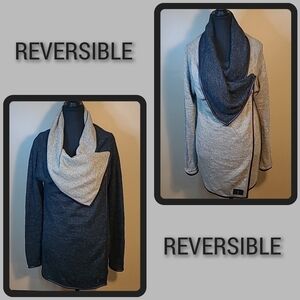 URKU Cashmere Blend Reversible Sweater, Coconut Shell Buttons, Made in Ecuador